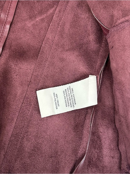 Bagatelle Women’s Size XS Faux Leather Moto Jacket Burgundy Open Front Suede - Picture 2 of 13